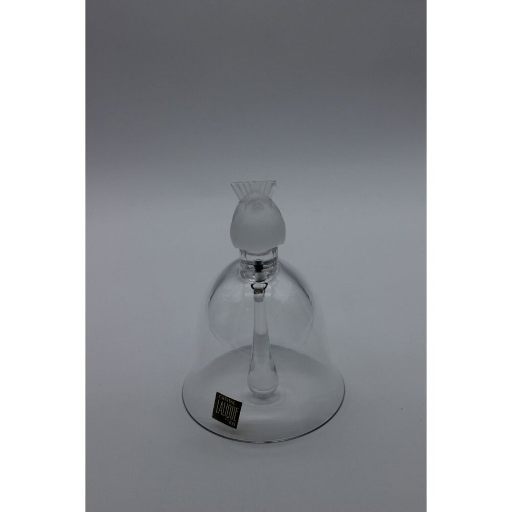Lalique France‎ frosted sparrow finch crystal table dinner bell 5" FLAW